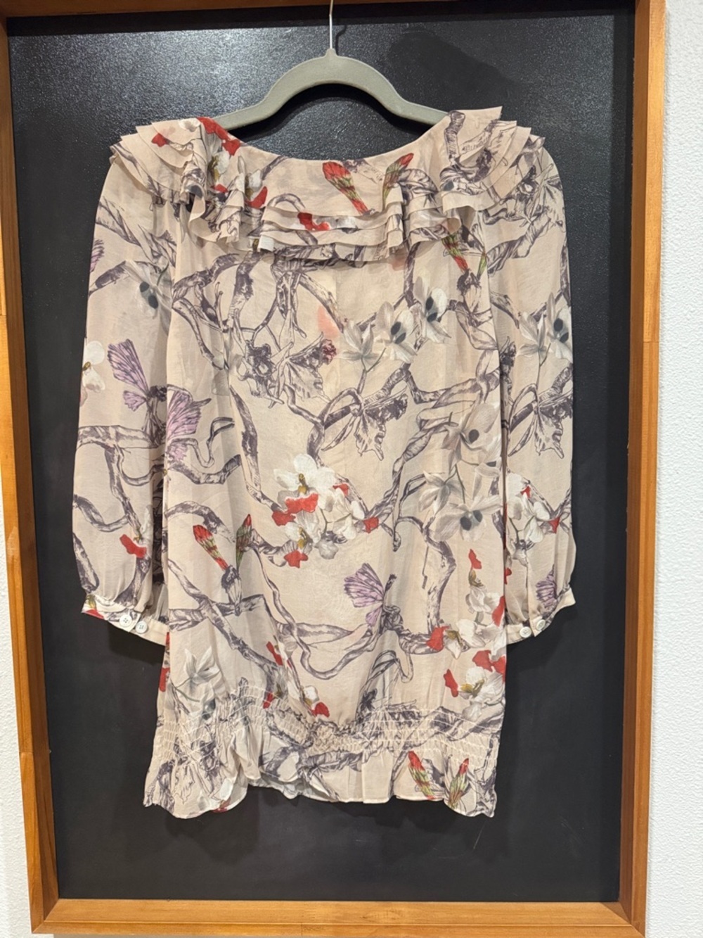 Ted Baker Cream Blouse with Floral & Bird Print - Picture 4 of 5